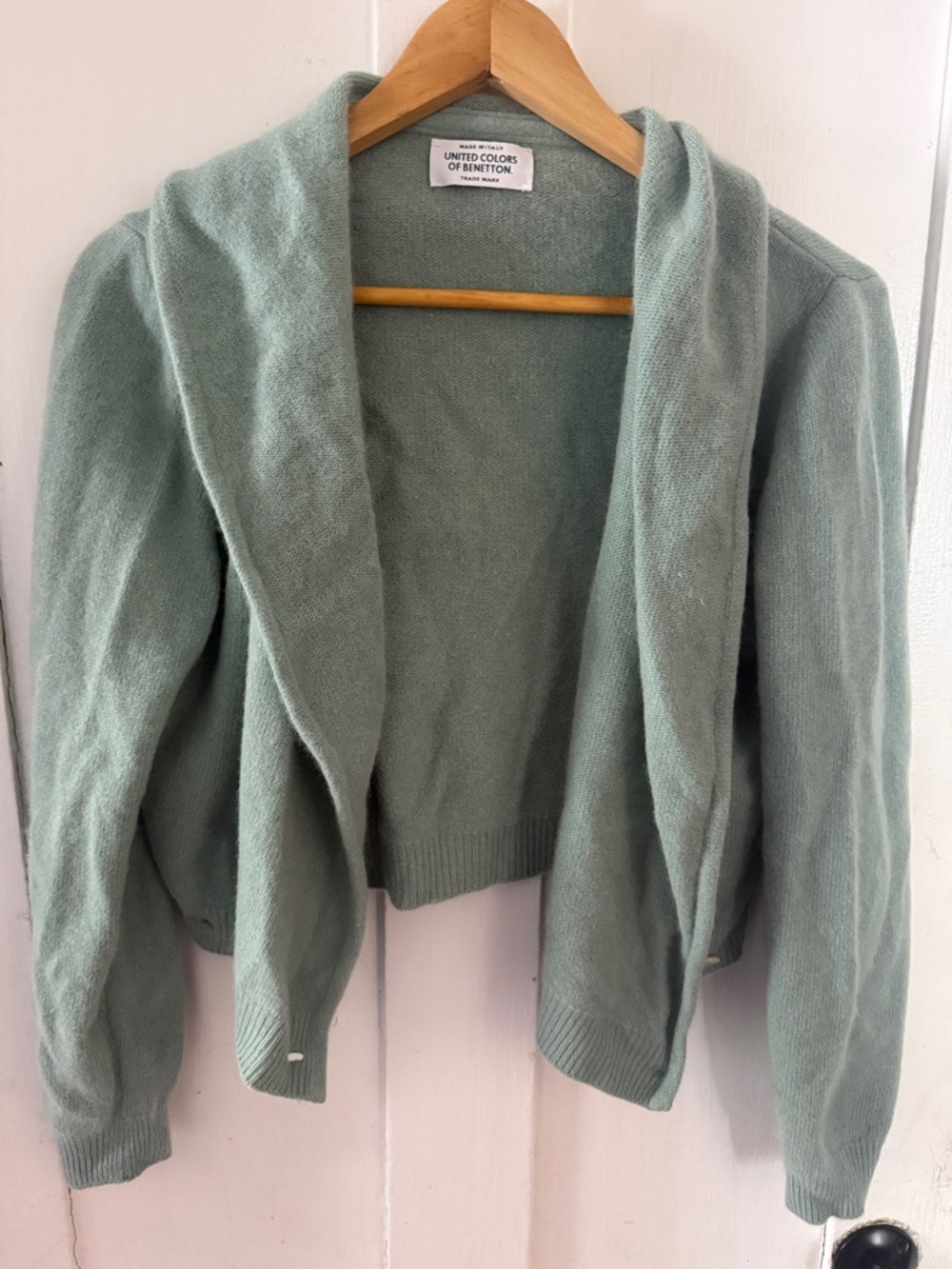 United Colors Of Benetton Sage Green Draped Open Cardigan